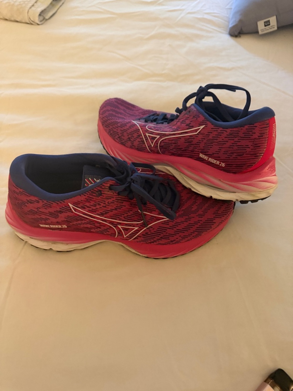 Mizuno Pink and Navy Wave Runner Sneakers